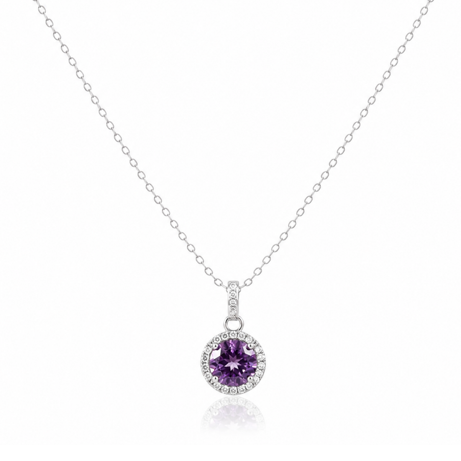 Radiant Violet Zircon Pendant Necklace