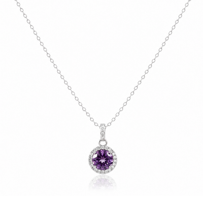 Radiant Violet Zircon Pendant Necklace