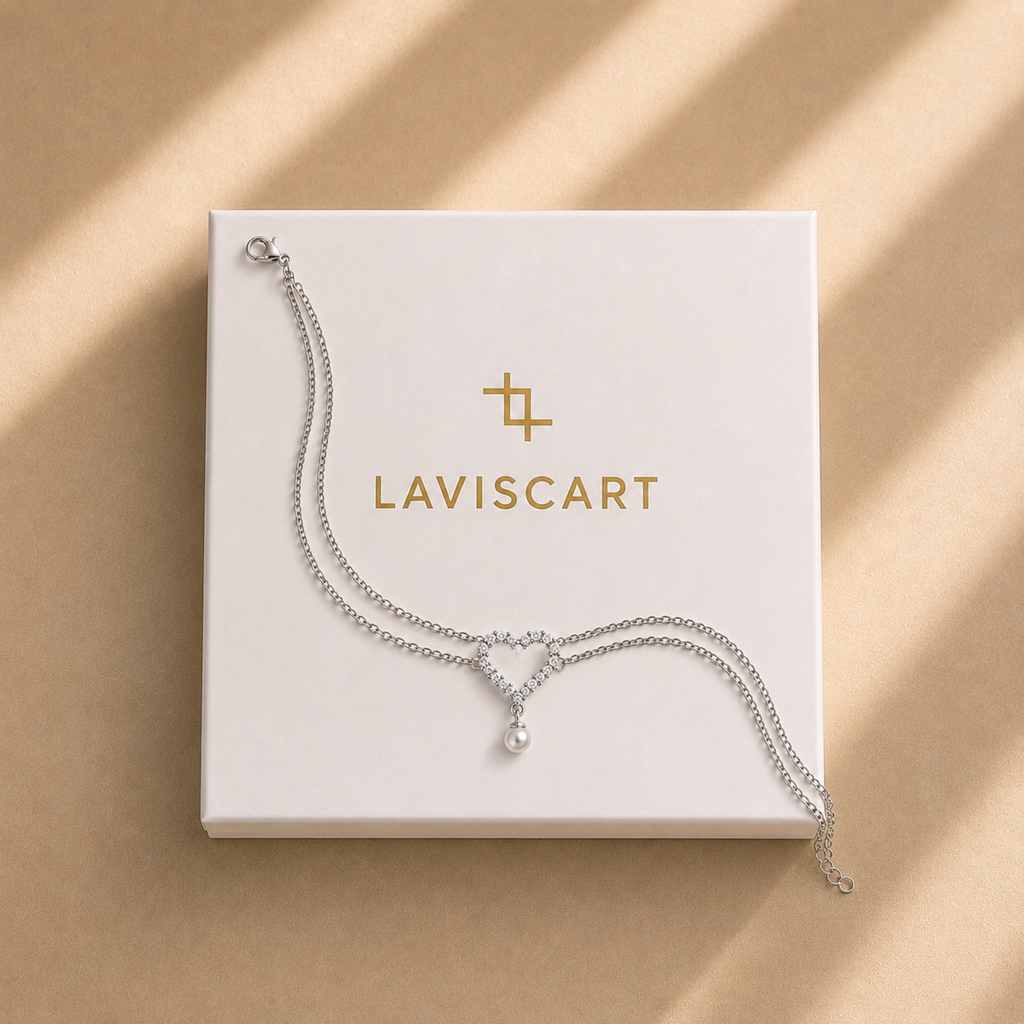 Crystal Heart Pearl Anklet