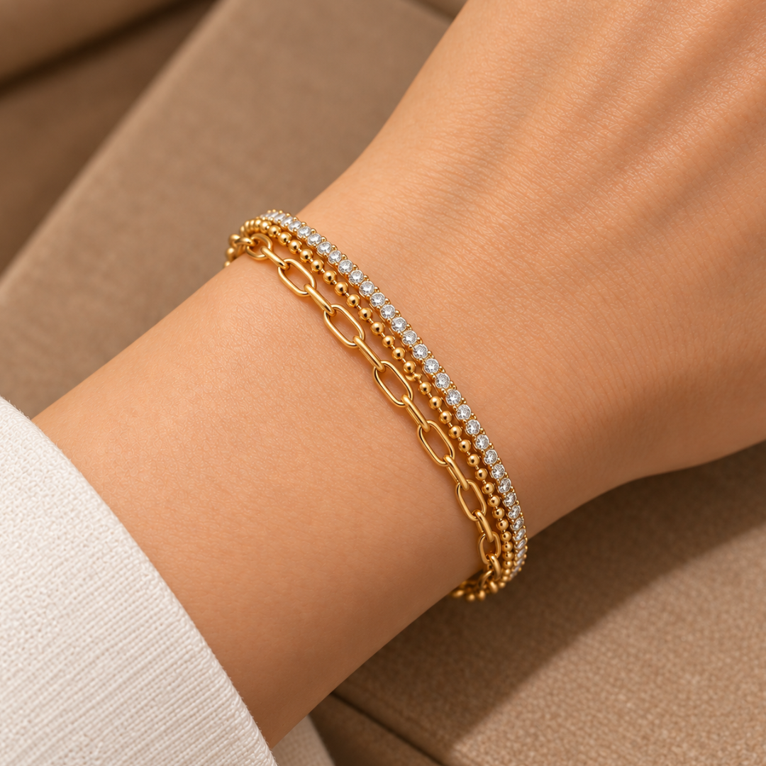 Double Drip Bracelet - 18k Gold ( Demi Fine )