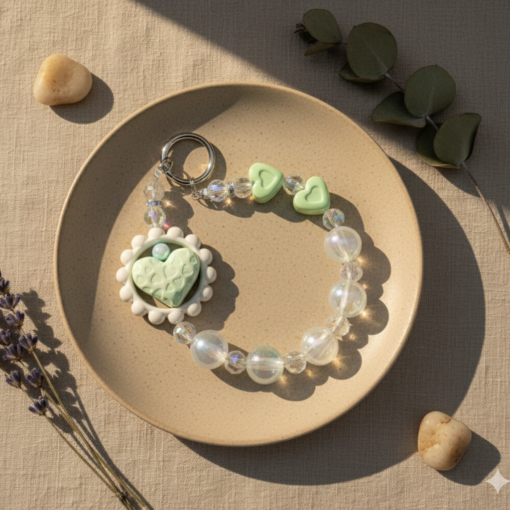 Mint Heart Daisy Charm