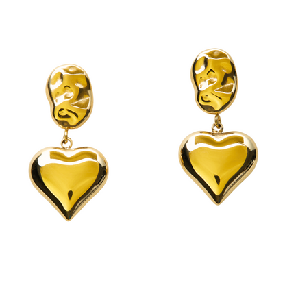 18k Gold Luminous Heart Drops Earring