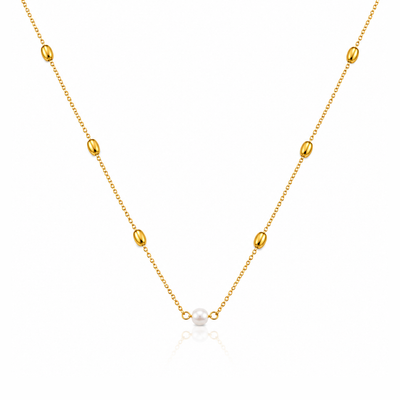 Pearl With Beaded Chain Necklace