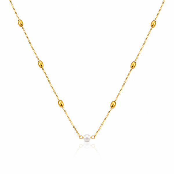 Pearl With Beaded Chain Necklace