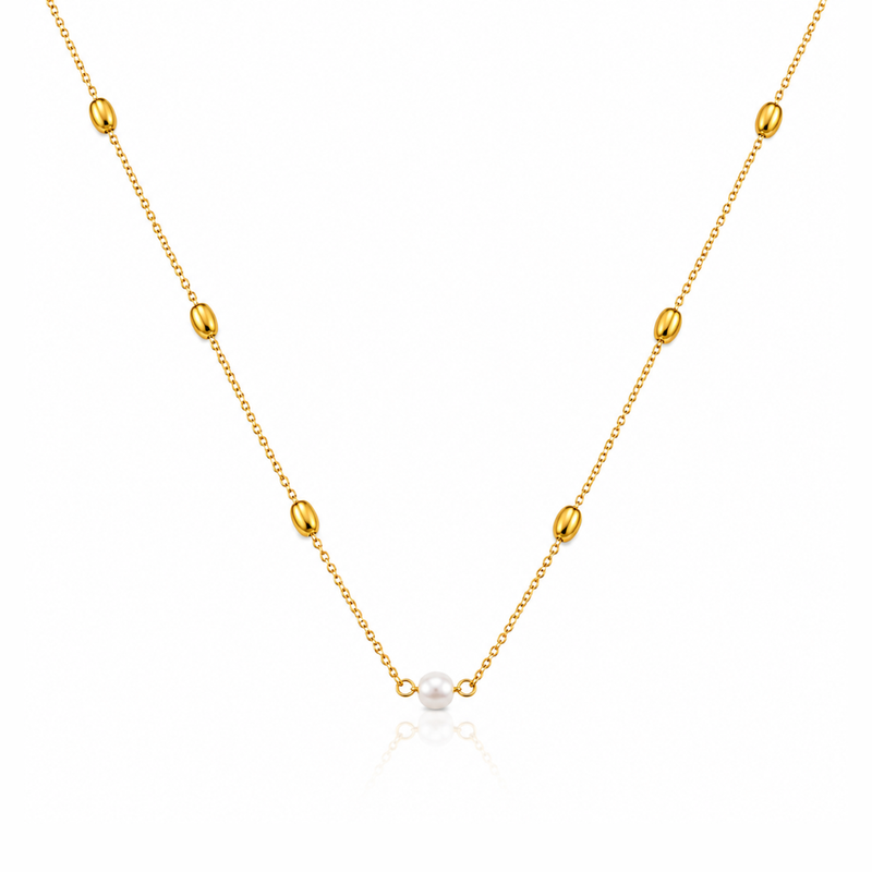 Pearl With Beaded Chain Necklace