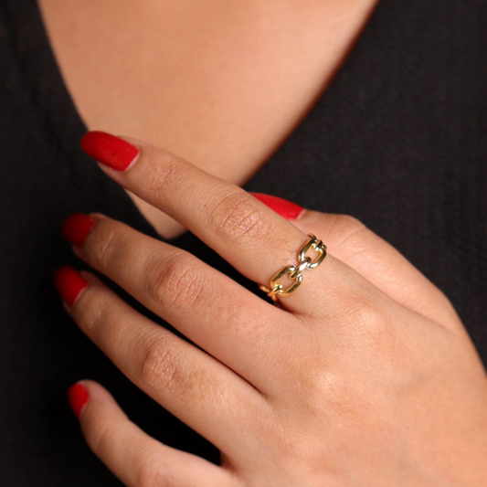 18k Gold Plated Graceful Chained Ring