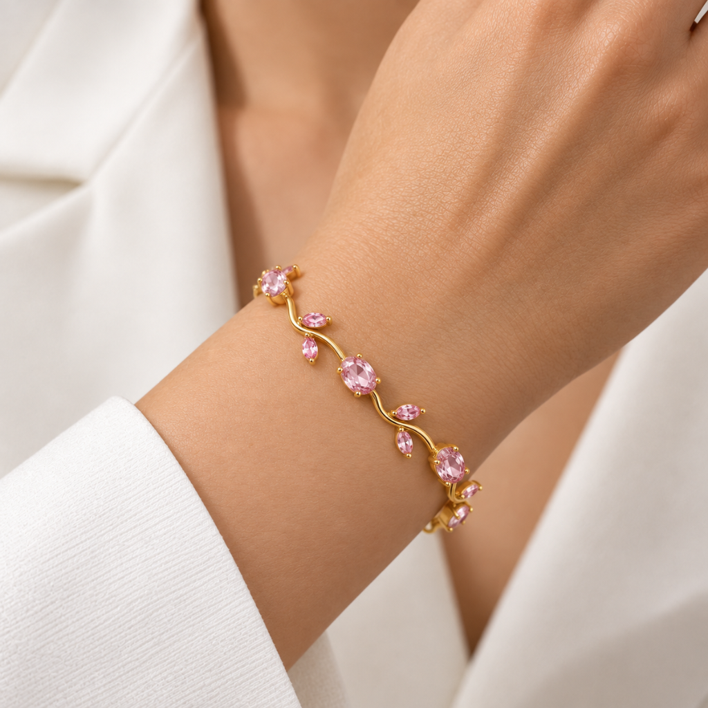 Blush Bloom Bracelet - 18k Gold ( Demi Fine )