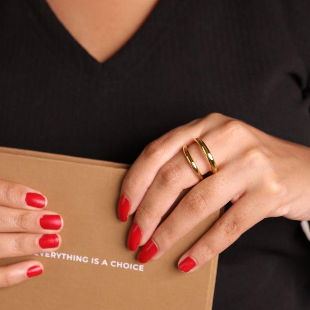 Golden Double Loop Ring