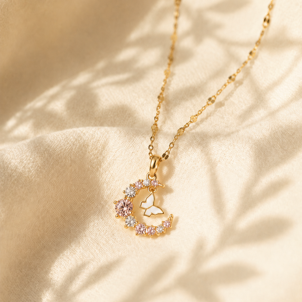 Moonlit Butterfly Pendant Necklace