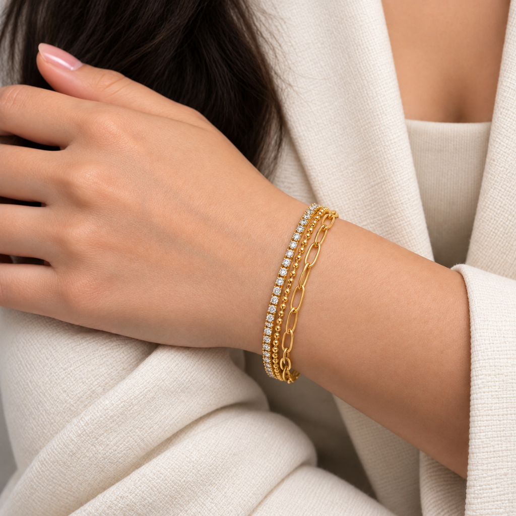 Double Drip Bracelet - 18k Gold ( Demi Fine )