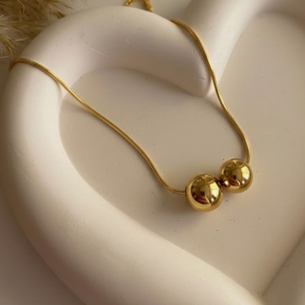 Two Drop Ball 18K Gold-Plated Necklace