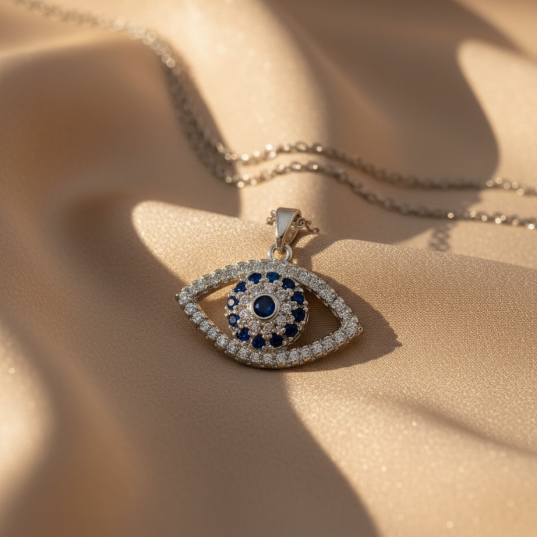 Soothing Evil Eye Zircon Diamond Necklace