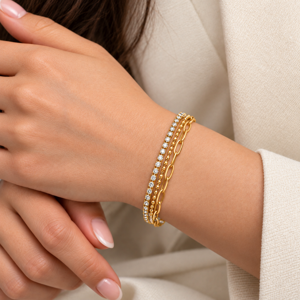 Double Drip Bracelet - 18k Gold ( Demi Fine )