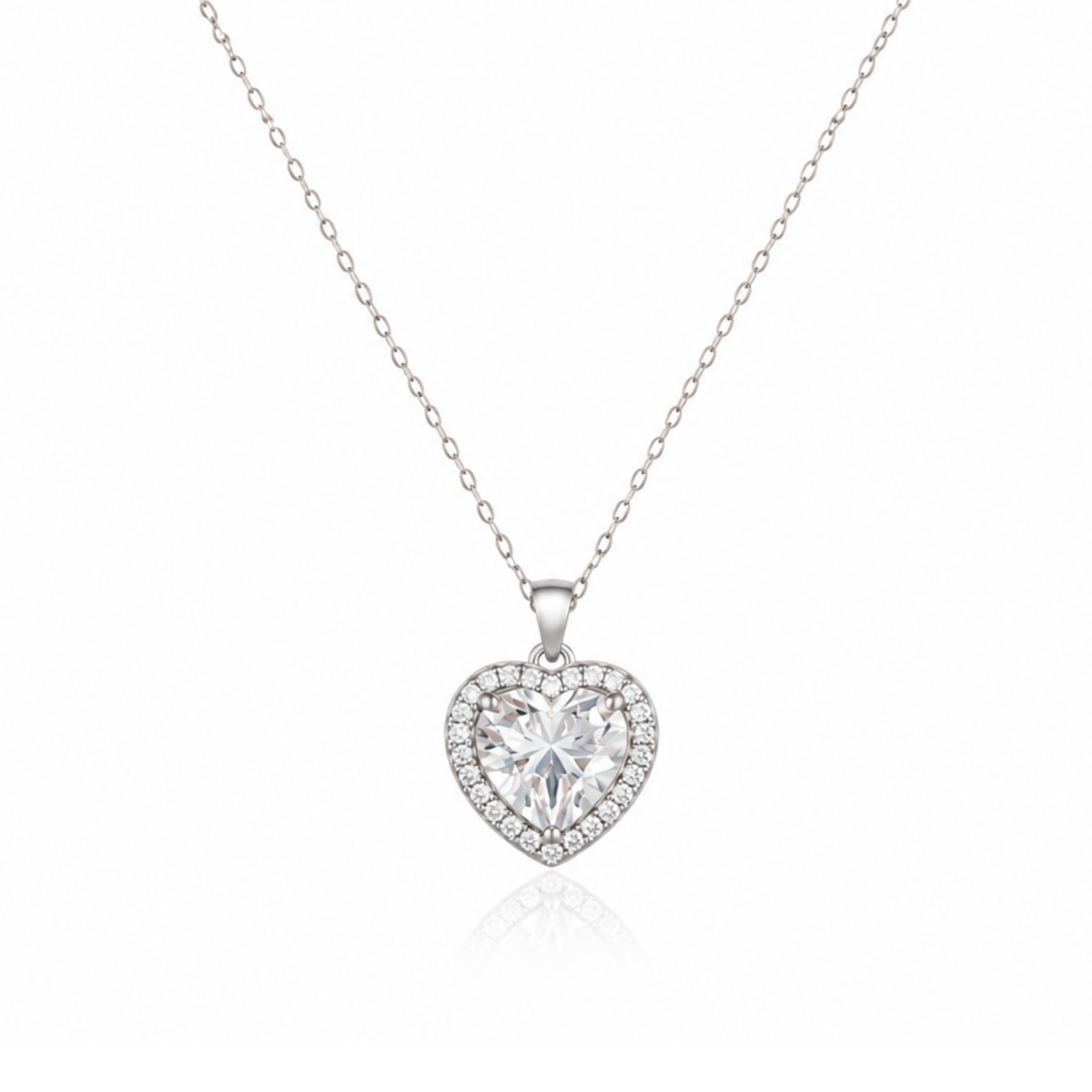3D Heart Zircon Diamond Necklace