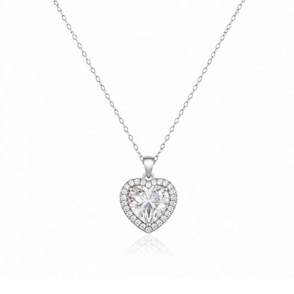 3D Heart Zircon Diamond Necklace