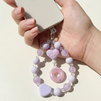 Lilac Heart Bead Mobile Charm