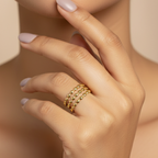 Triple Bead Ring - 18k Gold (Demi Fine)