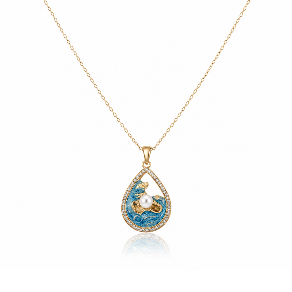 Aquatic Droplet Pearl Necklace