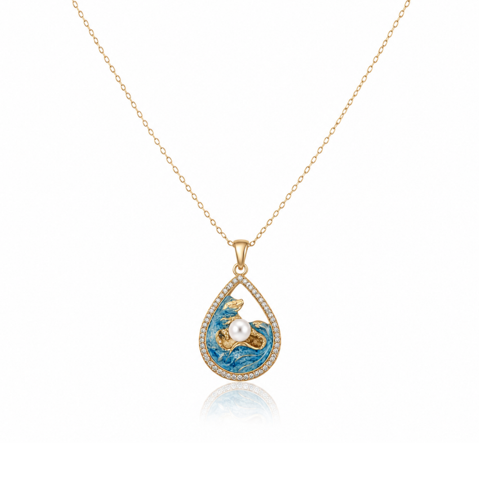 Aquatic Droplet Pearl Necklace