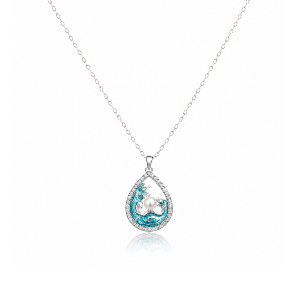 Aquatic Droplet Pearl Necklace