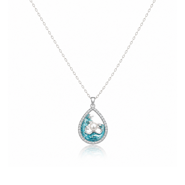 Aquatic Droplet Pearl Necklace