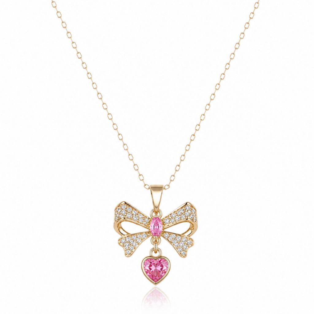 Bow-Shaped Zircon Diamond Necklace