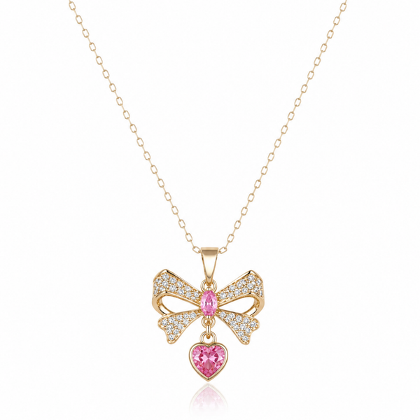 Bow-Shaped Zircon Diamond Necklace