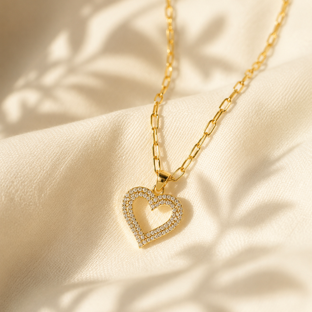 Golden Halo Heart Necklace
