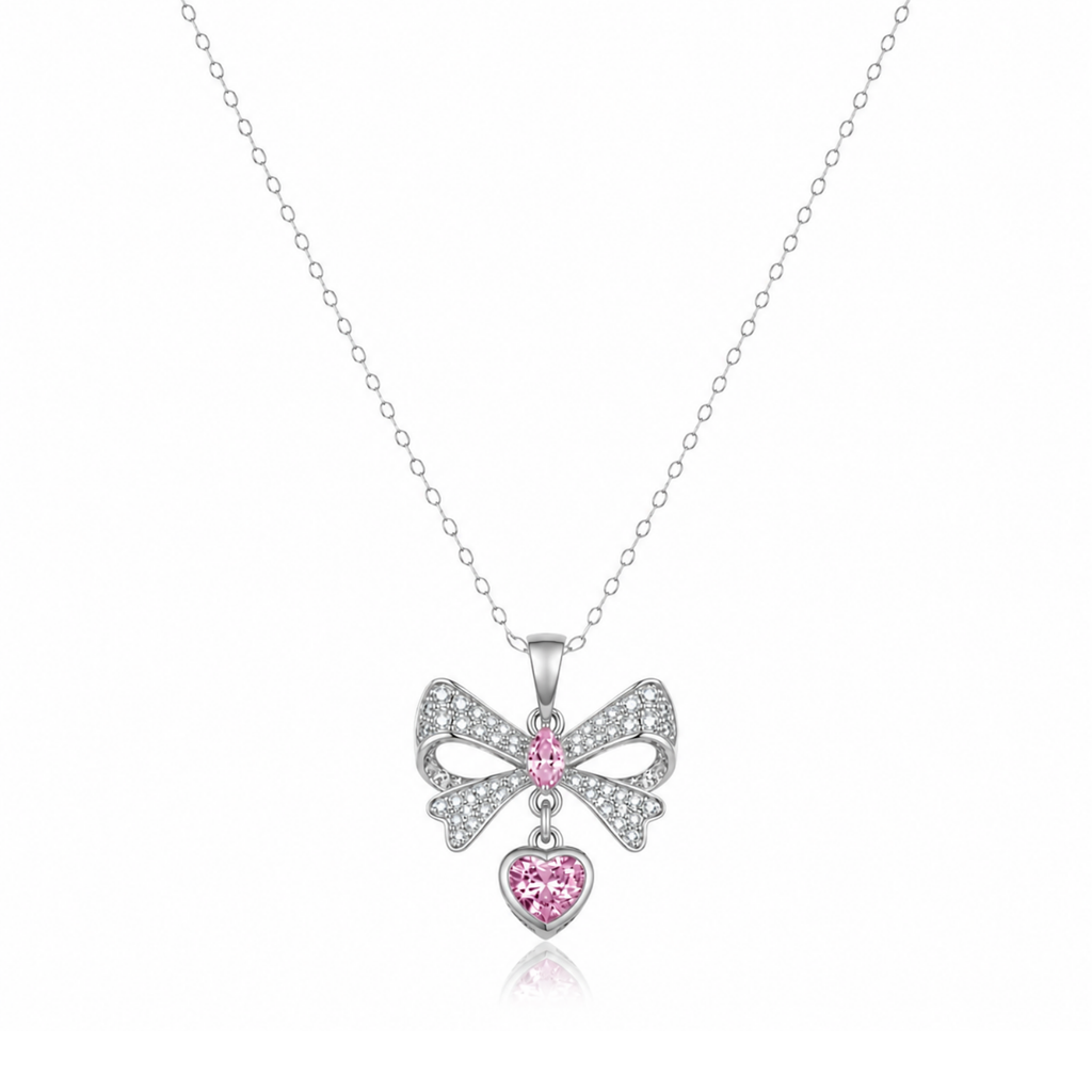 Bow-Shaped Zircon Diamond Necklace