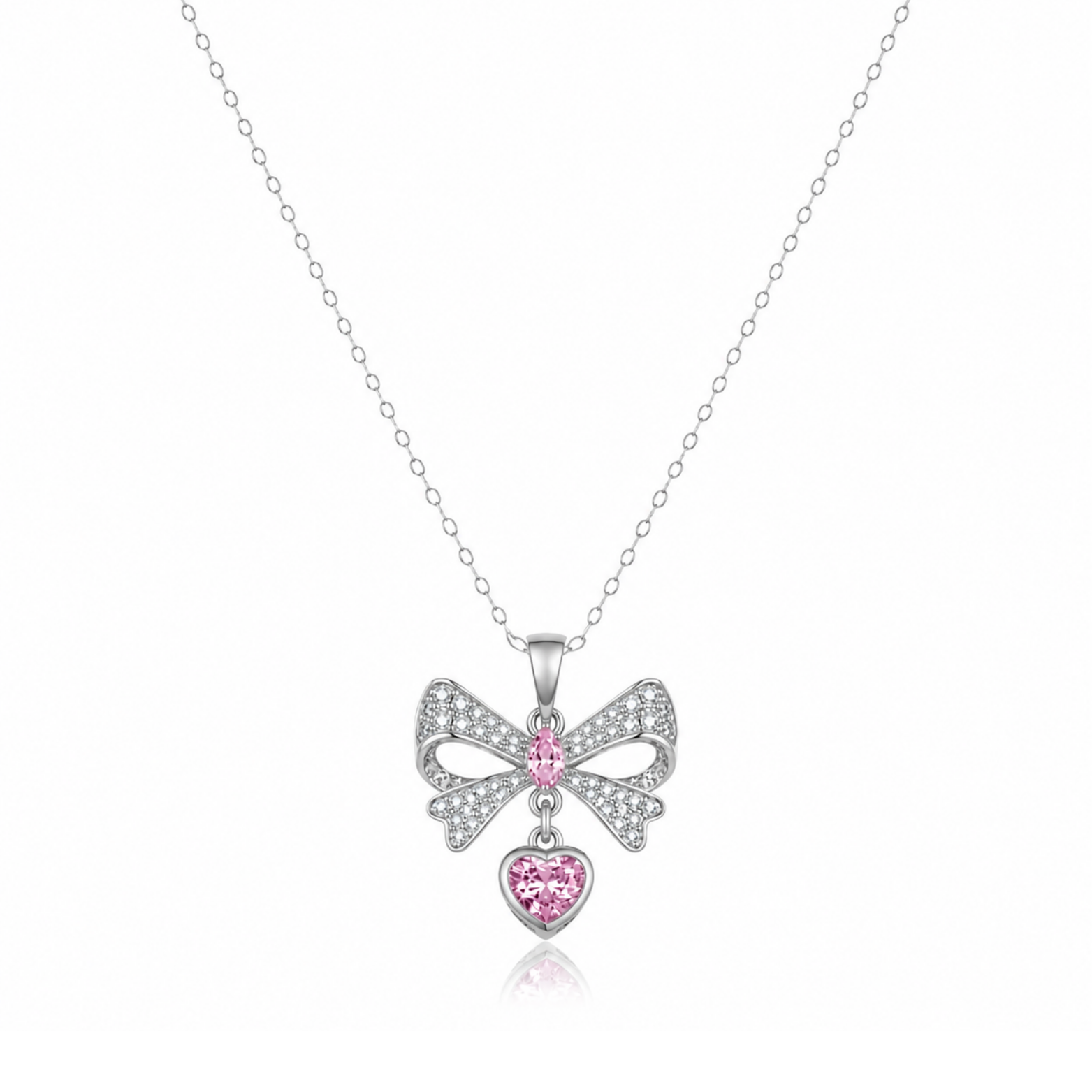 Bow-Shaped Zircon Diamond Necklace