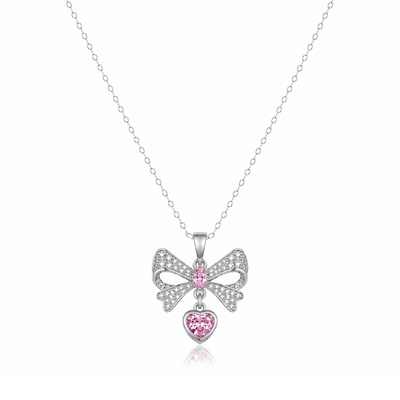 Bow-Shaped Zircon Diamond Necklace