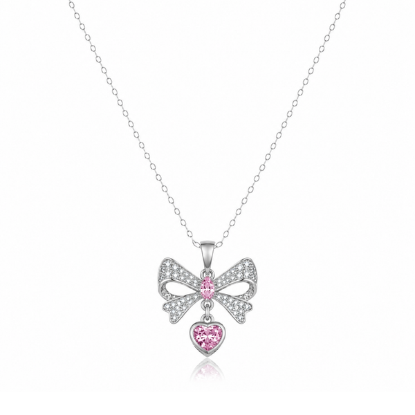Bow-Shaped Zircon Diamond Necklace