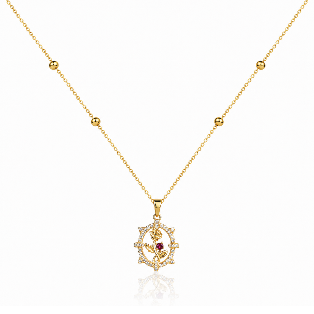 Crystal Rose Frame Necklace