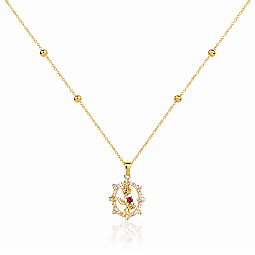 Crystal Rose Frame Necklace