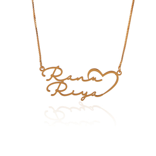 Lovers Engraved Name Necklace