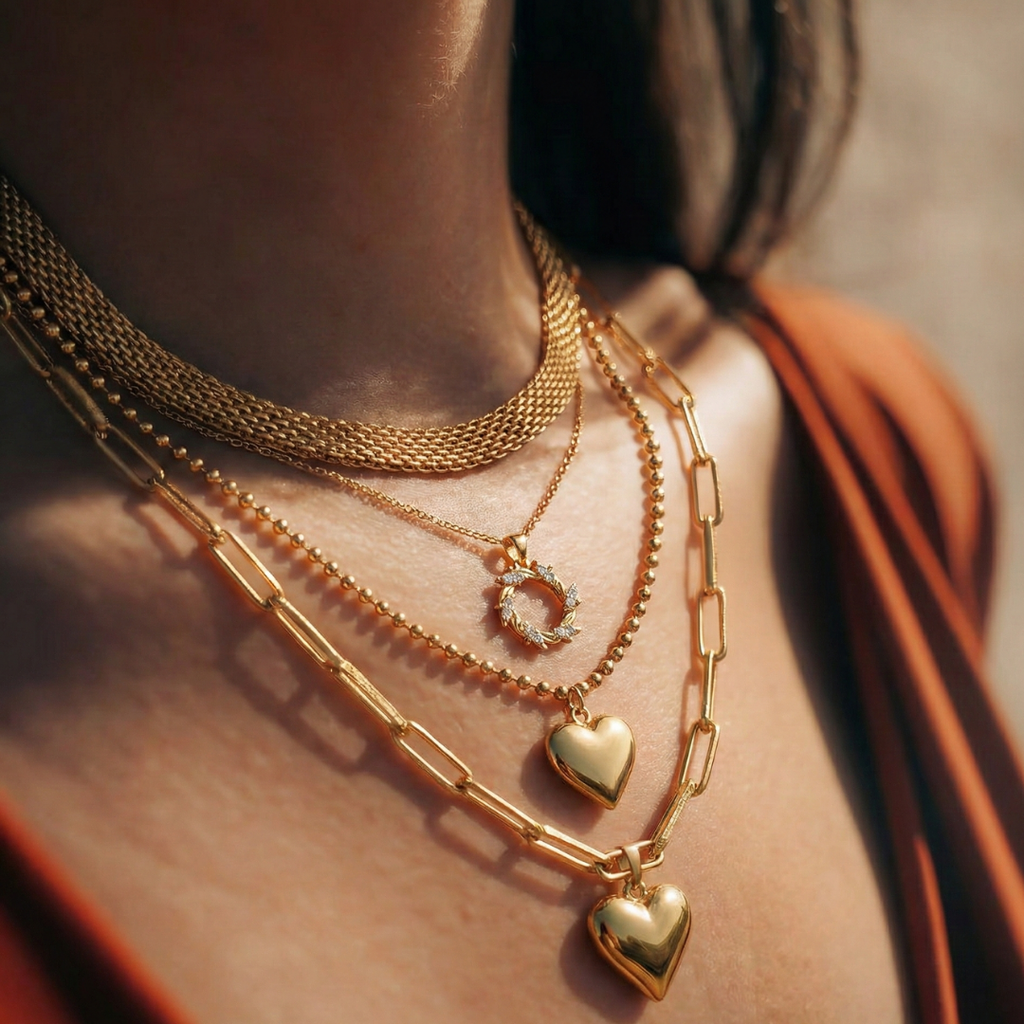 Stacked Heart Statement Necklace