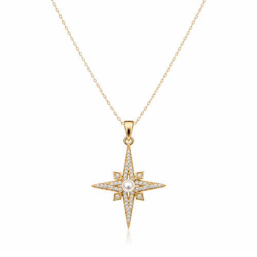 Celestial Pearl And Zircon Diamond Necklace