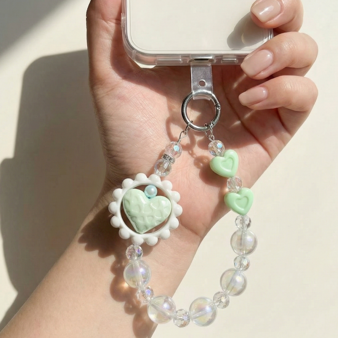Mint Heart Daisy Charm