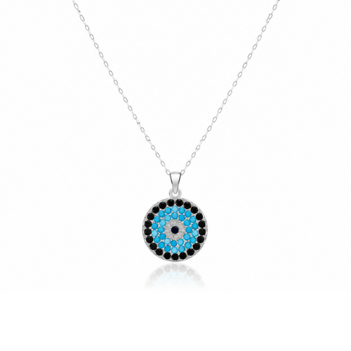 Circular Evil Eye Pendant Necklace