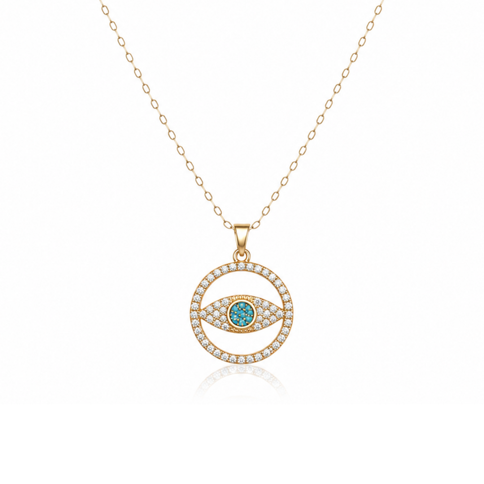 Circular Evil Eye Zircon Diamond Necklace