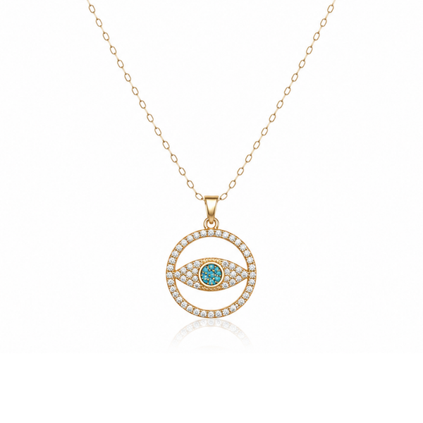 Circular Evil Eye Zircon Diamond Necklace