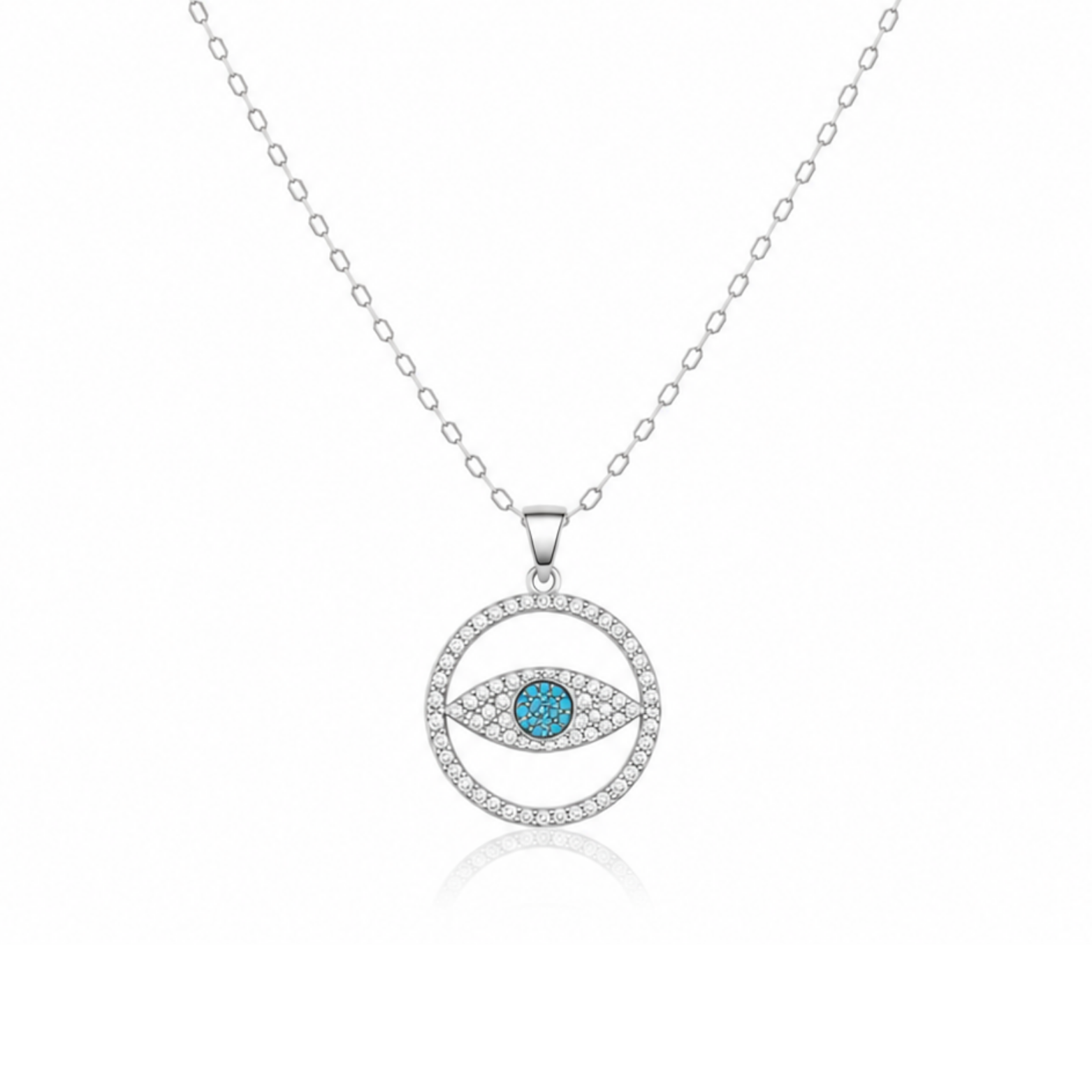 Circular Evil Eye Zircon Diamond Necklace