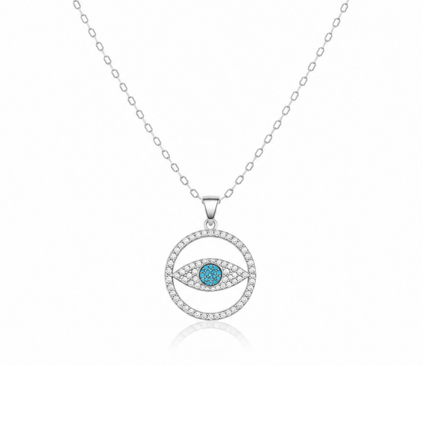 Circular Evil Eye Zircon Diamond Necklace