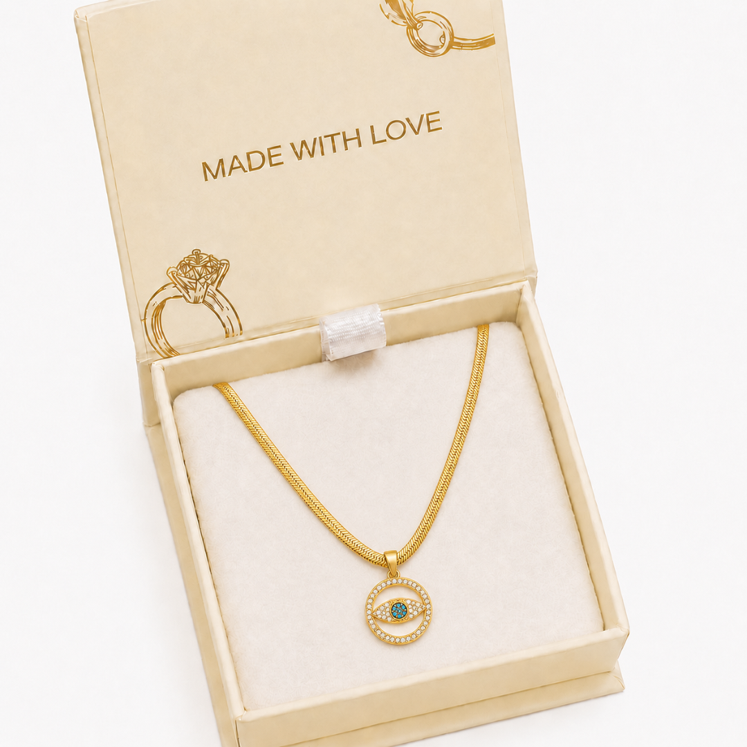 Golden Nazar Pendant Necklace.