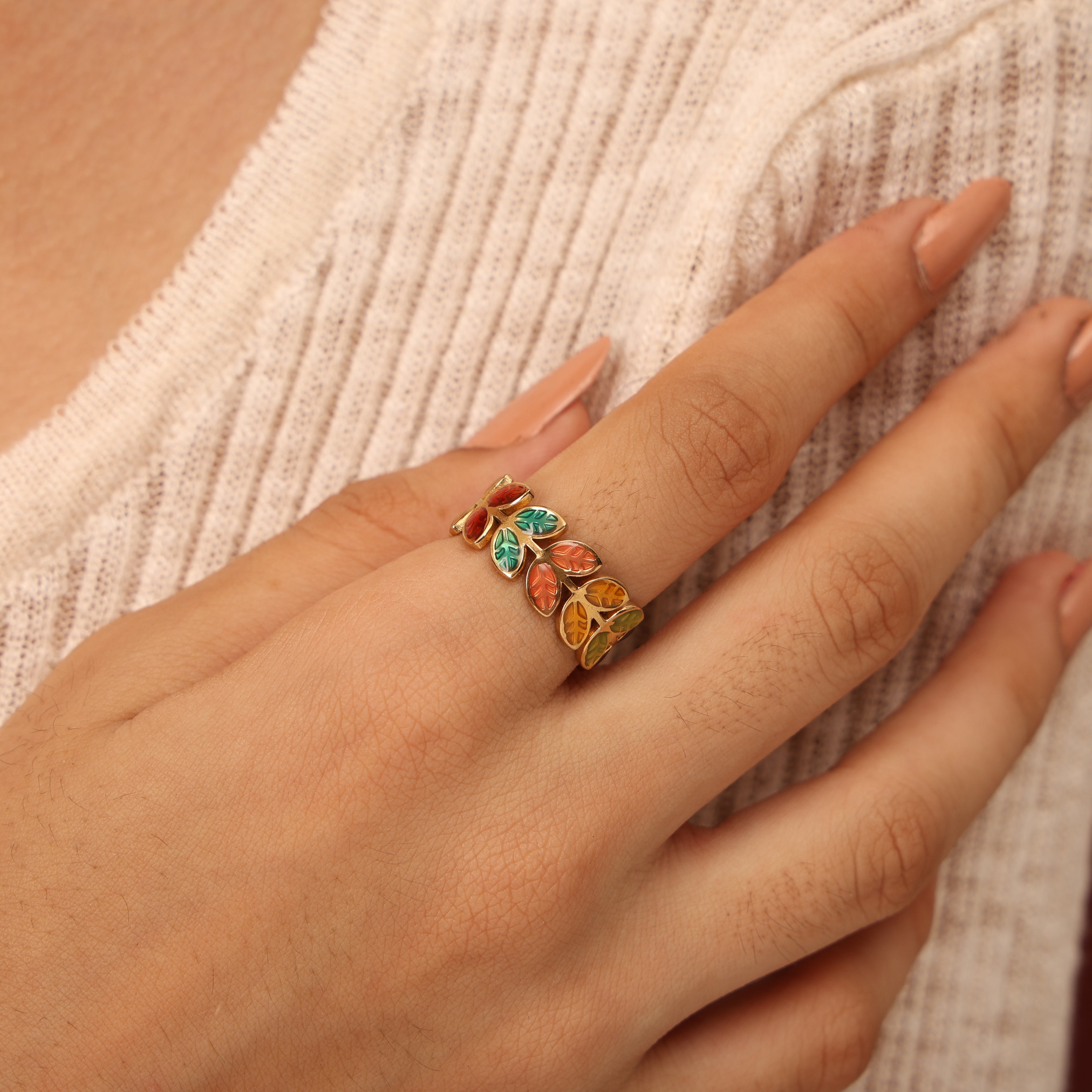Bohemian Style Leaflet Ring