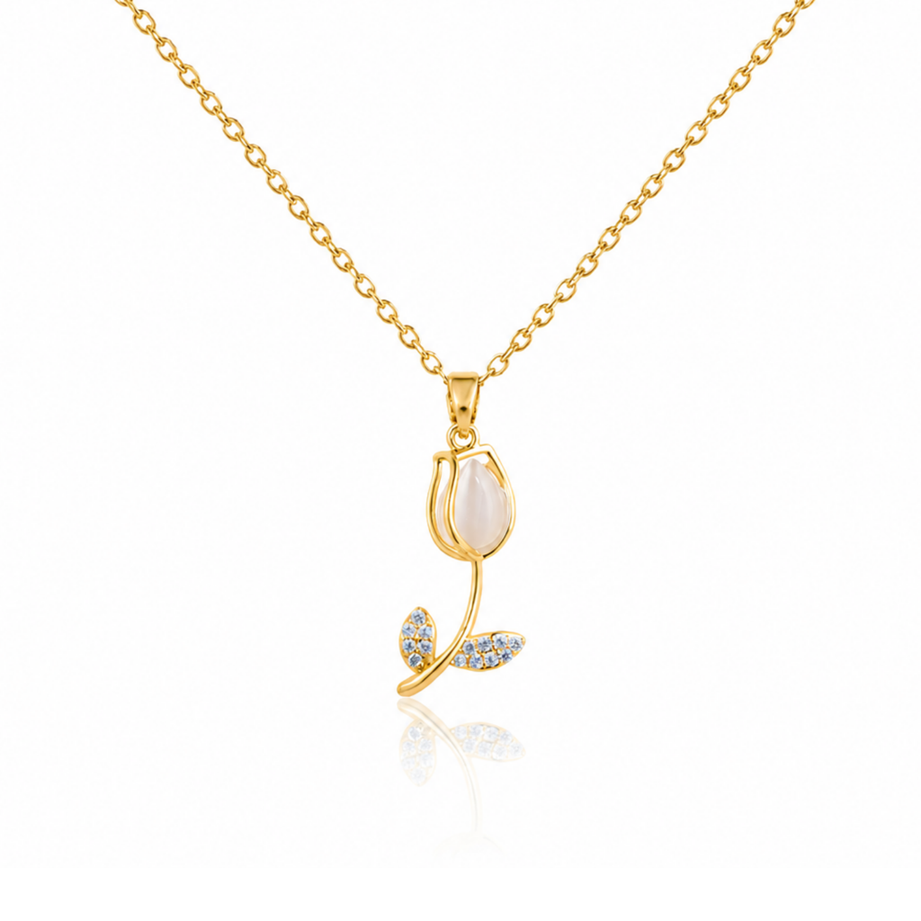 18k Gold Plated Rose Pendant Necklace