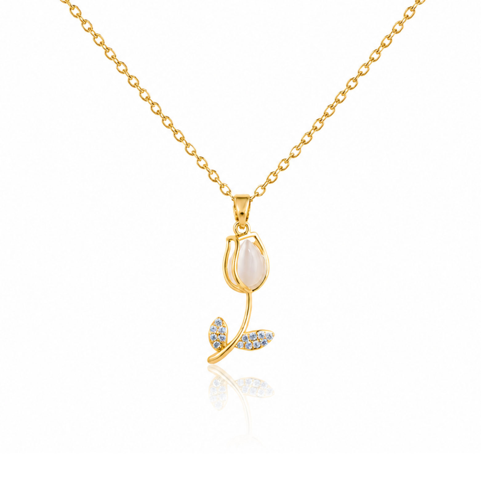 18k Gold Plated Rose Pendant Necklace