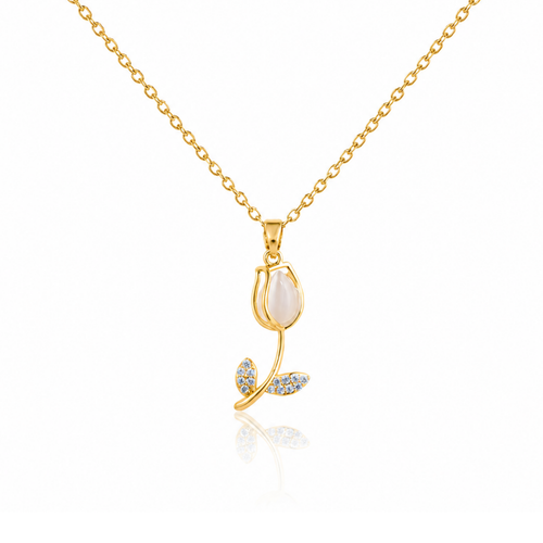 18k Gold Plated Rose Pendant Necklace