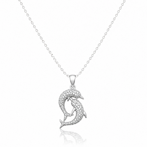 Dainty Dolphins Zircon Diamond Necklace