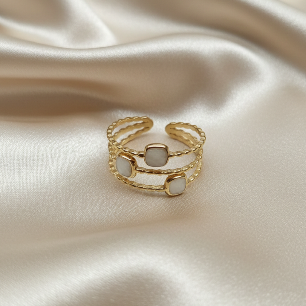 Triple Stone Rope Ring